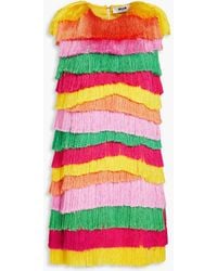 MSGM - Tiered Fringed Color-block Organza Mini Dress - Lyst