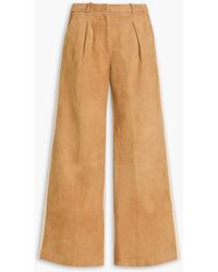 Halfboy - Twill-Paneled Suede Wide-Leg Pants - Lyst