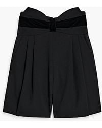 RED Valentino - Bow-detailed Pleated Twill Shorts - Lyst