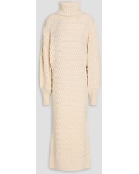 Zimmermann - Cable-Knit Wool And Cotton-Blend Turtleneck Midi Dress - Lyst