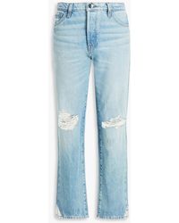 FRAME - Le Slouch Distressed High-rise Straight-leg Jeans - Lyst