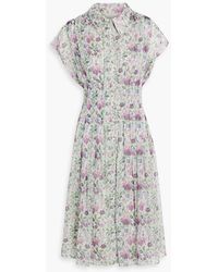 Mikael Aghal - Hemdkleid aus chiffon mit floralem print und falten in midilänge - Lyst