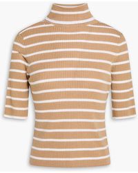 Veronica Beard - Katrina Striped Ribbed Wool Turtleneck Sweater - Lyst