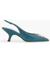 Tory Burch - Eleanor Embellished Leather Slingback Pumps - Lyst
