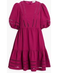 RED Valentino - Lattice-trimmed Crepe Mini Dress - Lyst
