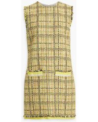 MSGM - Frayed Cotton-blend Tweed Mini Dress - Lyst