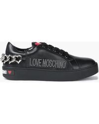 Love Moschino Embellished Faux Leather Trainers - Black