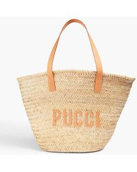 Emilio Pucci - Leather-trimmed Straw Tote - Lyst