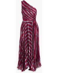 Maria Lucia Hohan - Edith One-shoulder Pleated Metallic Silk-blend Midi Dress - Lyst