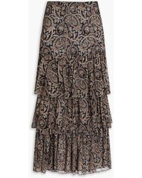 Veronica Beard - Shailene Tiered Paisley-print Silk-georgette Midi Skirt - Lyst