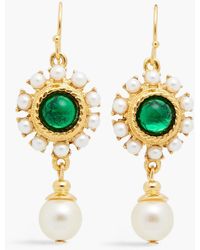 Ben-Amun - 24-karat Gold-plated Stone And Faux Pearl Earrings - Lyst