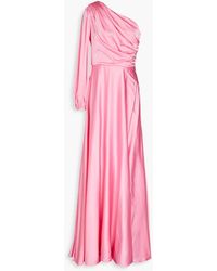 AMUR - One-sleeve Draped Satin Gown - Lyst