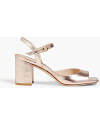 Stuart Weitzman - Tia 75 sandalen aus strukturiertem leder mit -effekt - Lyst