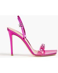 Gianvito Rossi - Ribbon Candy 105 Embellished Pvc And Mirrored-Leather Sandals - Lyst