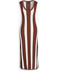 JOSEPH - Satiny Striped Ribbed-knit Midi Dress - Lyst