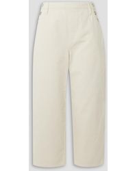 FRAME - Cropped Button-embellished High-rise Straight-leg Jeans - Lyst