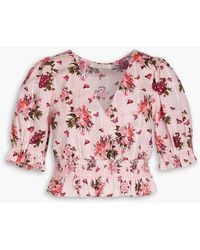 LoveShackFancy - Ophira Cropped Floral-print Cotton Top - Lyst