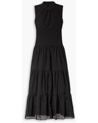 Adam Lippes - Gathered Broderie Anglaise Cotton Midi Dress - Lyst