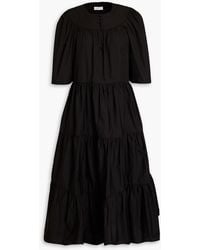 Rosetta Getty - Tiered Gathered Cotton-poplin Midi Dress - Lyst