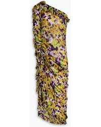 Dries Van Noten - One-Shoulder Ruffled Floral-Print Chiffon Midi Dress - Lyst