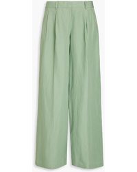 Theory - Pleated Linen Wide-leg Pants - Lyst