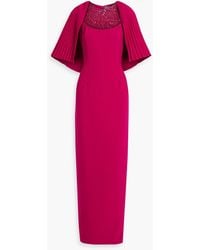 THEIA - Embellished Cape-effect Crepe Gown - Lyst