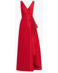 Carolina Herrera - Wrap-effect Pleated Silk-faille Gown - Lyst