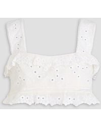 Isabel Marant - Cropped Ruffled Cotton And Silk-Blend Lace Top - Lyst