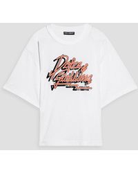 Dolce & Gabbana - Glittered Printed Cotton-jersey T-shirt - Lyst