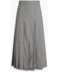 Thom Browne - Pleated Wool Midi Skirt - Lyst