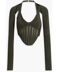 Dion Lee - Convertible Cropped Pointelle-knit Bustier Top - Lyst