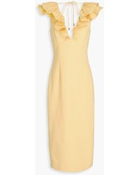 Rebecca Vallance - Chloe midikleid aus crêpe mit taft-einsätzen und rüschen - Lyst