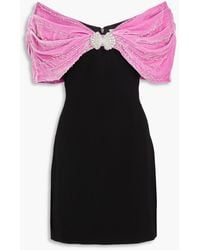 Saloni - Kaila Embellished Velvet And Crepe Mini Dress - Lyst