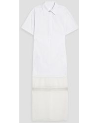 Helmut Lang - Cotton-blend Poplin, Chiffon And Crepon Midi Shirt Dress - Lyst