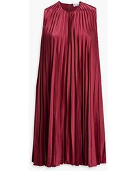 RED Valentino - Pleated Satin Mini Dress - Lyst