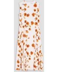 Emilia Wickstead - Floral-Print Cotton-Blend Matelassé Midi Dress - Lyst