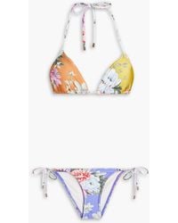 Zimmermann - Floral-print Triangle Bikini - Lyst