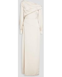THEIA - One-shoulder Draped Satin-crepe Gown - Lyst