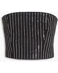 ROTATE BIRGER CHRISTENSEN - Sequinned Striped Cropped Top - Lyst