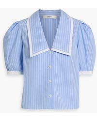 FRAME - The Stripe Sailor Cotton-poplin Blouse - Lyst