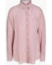 Brunello Cucinelli - Striped Linen And Silk-Blend Shirt - Lyst