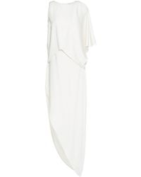 Halston - Asymmetric Draped Satin Midi Dress - Lyst