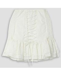 Charo Ruiz - Lucrecia Ruffled Lace-up Broderie Anglaise Cotton-blend Mini Skirt - Lyst