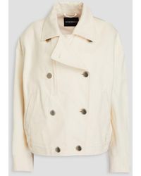 Emporio Armani - Double-breasted Cotton-canvas Jacket - Lyst