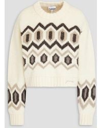 Ganni - Jacquard-knit Wool Sweater - Lyst