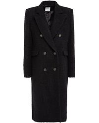 Sandro Double-breasted Bouclé-tweed Coat Black