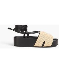 Tory Burch - Raffia And Leather Platform Sandals - Lyst