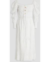 Rejina Pyo - Bow-detailed Crinkled Cotton-blend Jacquard Midi Dress - Lyst