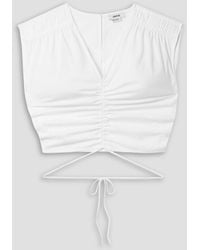 Jason Wu - Cropped Gathered Cotton-blend Poplin Top - Lyst