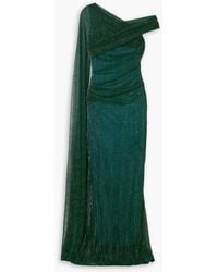 Talbot Runhof - Asymmetric Cape-effect Stretch-lamé Gown - Lyst